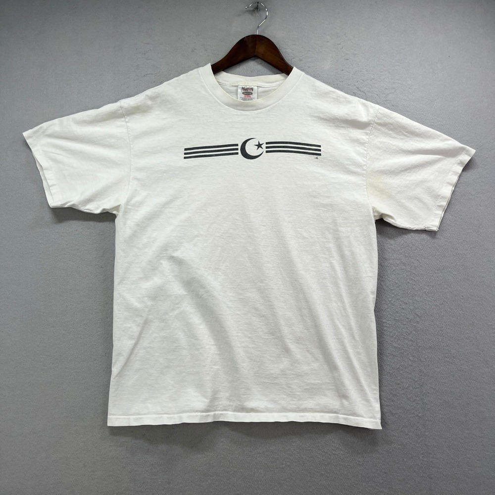 Vintage PowerPro T Shirt Mens XL White Crescent Star Graphic Tee Single Stitch